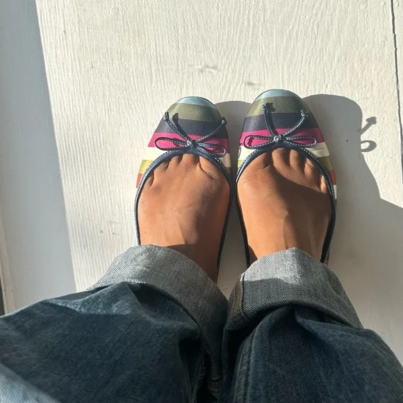 🛑SOLD🛑Vintage Coach Women's Striped Ballet Flats - Multicolor, 7.5 - Picture 2 of 10